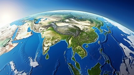 Fototapeta premium Aerial perspective of north korea insights from satellite imagery and landscape analysis