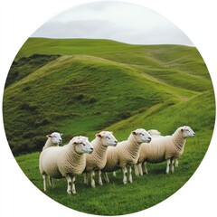 Group of sheep on green field