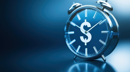 A close-up of a clock with a dollar sign, symbolizing the value of time and money in a blue-toned setting.