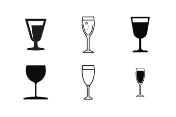 Wine Glass Icon Set Vector Illustration