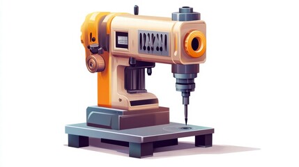 Fototapeta premium The Power of Precision: A detailed illustration of a powerful drill machine, ready for action