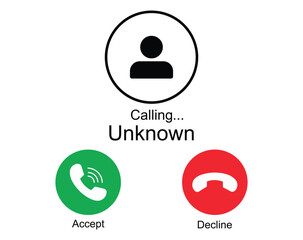 Unknown Caller Incoming Call Notification with Accept or Decline Option