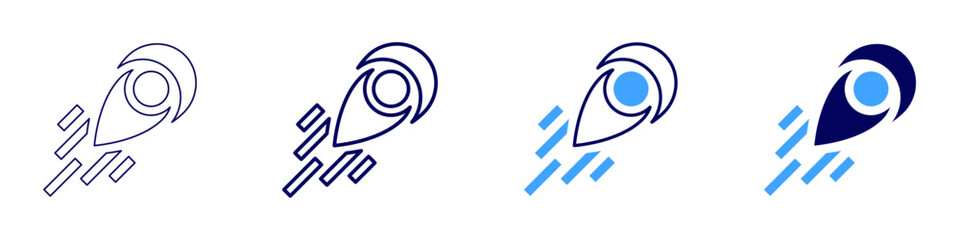 Meteorite icon in 4 different styles. Thin Line, Line, Bold Line, Duotone. Duotone style. Editable stroke