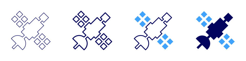 Space probe​ icon in 4 different styles. Thin Line, Line, Bold Line, Duotone. Duotone style. Editable stroke