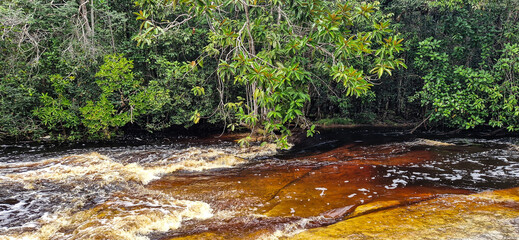 Macaws waterfall in Presidente Figueiredo near Manaus in the amazon region in Brazil