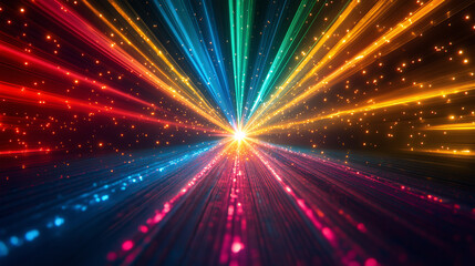 Obraz premium colorful starburst effect created by multiple beams of red, green, and blue light