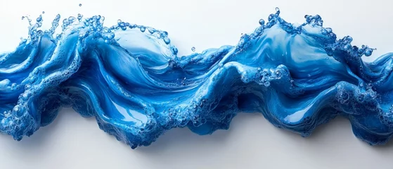 Vibrant Minimalistic Splash of Blue Liquid Against White Background