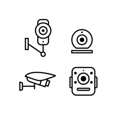 CCTV line icon set, video surveillance made linear style, sign camera for use logo and other design