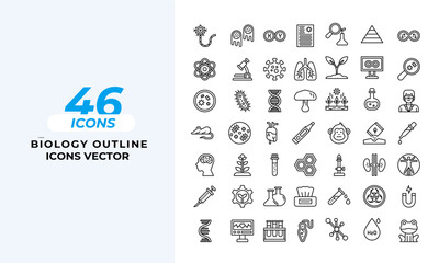 Biology Outline Icons Set vector pack Collection Layout Vector Icon Template. Vector illustration in line style of icons	