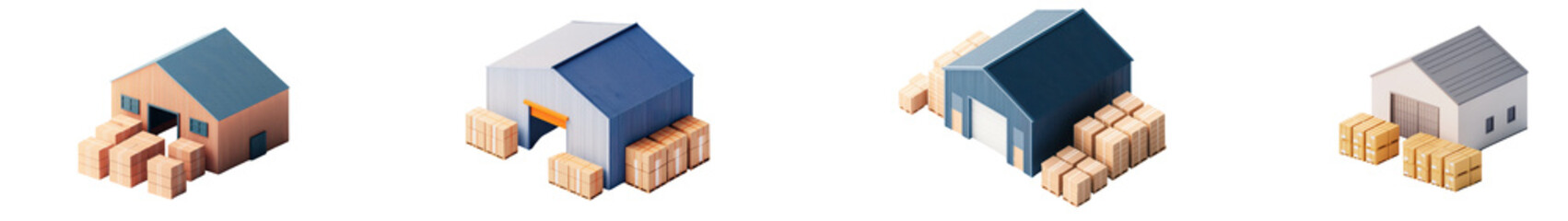 Stacked wooden crates boxes and containers in a minimalist geometric warehouse or storage facility setting  The image depicts the organized storage and distribution of goods