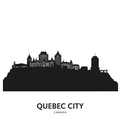 Obraz premium Quebec City Skyline Silhouette - Vector Illustration