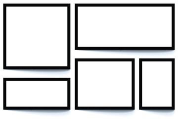  Set realistic photo card frame mockup. Poster frame mockup. Isolated picture frame mockup with shadow. Wall picture frame vector. Blank pictures. Vector illustrator