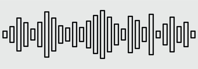 Podcast sound waves and audio soundwave of voice message records, vector icons. Audio frequencies. Black and gray soundwave frequency icon. Dynamic vertical lines illustrating sound waves. 