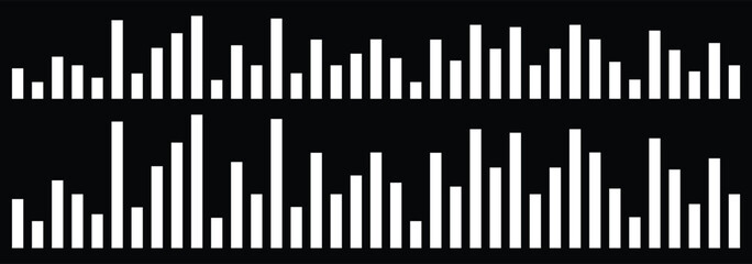 Equalizer icon with soundwave line. Vector sound wave icon. Music player sound bar. Audio signal lines. Waveform pattern for music player, podcast, voice message, music app. Vector illustration.
