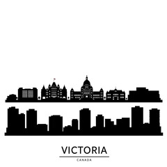 Naklejka premium Victoria, British Columbia Skyline Silhouette - Vector Illustration