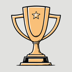 Minimalist Silver Trophy on Gray Background Vector