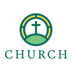 Obraz premium church flat minimalist logo design