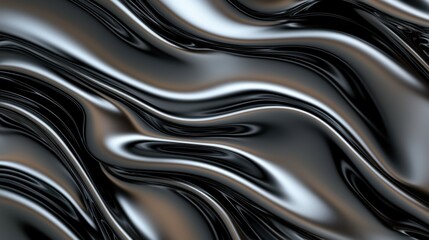 A smooth, flowing surface with dark, glossy textures, creating an abstract pattern reminiscent of waves or liquid.