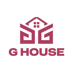 g letter house flat minimalist logo design