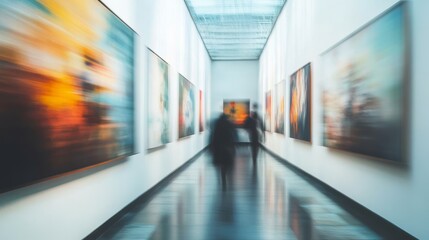Fototapeta premium Art gallery interior blurred background