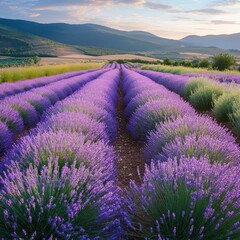 Obraz premium Lavender farm with vibrant flowers