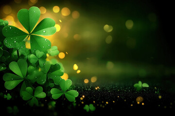 Mystical Shamrocks with Soft Glow and Golden Light in a Dreamy Background