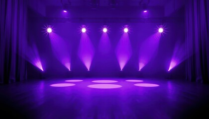 Fototapeta premium Purple Spotlight Stage with Dramatic Lighting for Performances