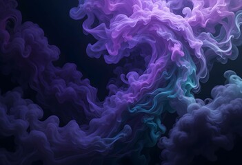 Obraz premium abstract gaming background. smoke swirls with dynamic, colorful texture on black backdrop. ethereal and artistic flow. ideal for website banner or technology