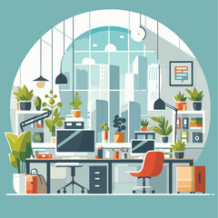 Fototapeta premium vector illustration of a modern office