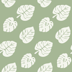 leaf flat green Monstera Adansonia seamless pattern design