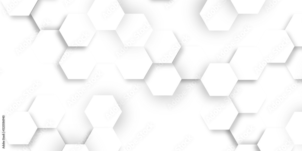 Aufkleber Abstract hexagon background. Futuristic abstract honeycomb mosaic white technology background. Surface polygon pattern with glowing hexagon paper texture and futuristic business. graphic concept.	