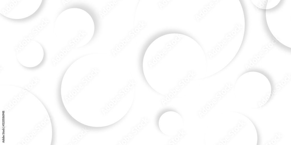 Aufkleber Abstract background with circle white abstract geometric background with soft light white paper circles in design .Gray abstract. Modern design background for report and project presentation template.
