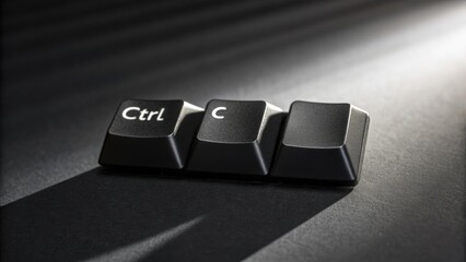 Keyboard Command: A dramatic, studio-style shot of a keyboard keys that spells "Ctrl C", creatively lit to highlight the importance of this copy command in our digital world. 