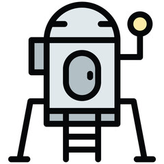 Space lander icon in flat line style representing extraterrestrial exploration planetary landing and robotic missions ideal for astronomy science and space technology concepts. © Artcuboy