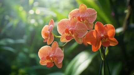 Plakat Multiple orchids in sunlight.