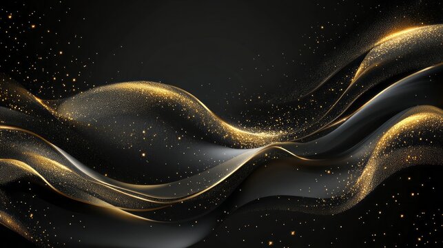 Lavish backdrop featuring luxurious gold lines intertwined on a deep black surface. Ideal for invitations to upscale celebrations, creating an elegant and festive atmosphere