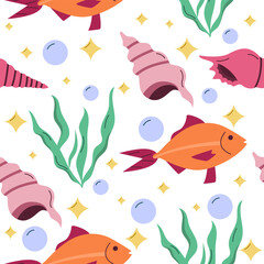 Marine Life Seamless Pattern