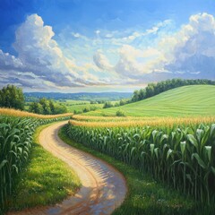 Lush green cornfield landscape