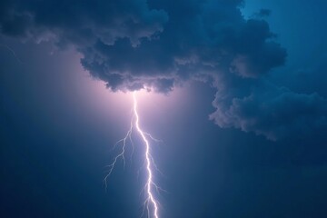 Stormy clouds with lightning bolts striking in dramatic sky, thunder, lightning, anime
