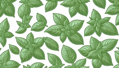 basil leaves pattern on white background