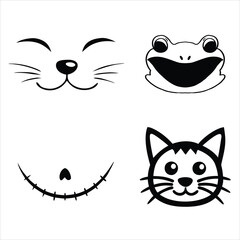 Fototapeta premium retro cartoon character face vector illustration, Funny facial expression clipart design Bundle