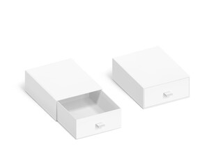 Slider drawer box with rope pull mockup. Vector illustration isolated on white background. Can be use for gift box, luxury, cosmetics, and other goods. EPS10.