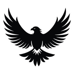 Obraz premium Majestic Eagle Silhouette Vector Illustration, Bold and Patriotic Design on a White Background
