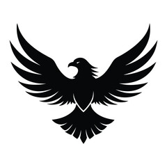 Obraz premium Majestic Eagle Silhouette Vector Illustration, Bold and Patriotic Design on a White Background