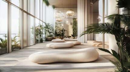 Luxurious tropical lounge interior.
