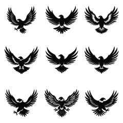 Majestic Eagle Silhouette Vector Illustration, Bold and Patriotic Design on a White Background