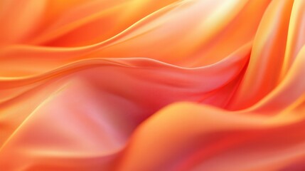 Obraz premium Shiny silk fabric in a bright orange shade, smooth waves and elegant textile folds