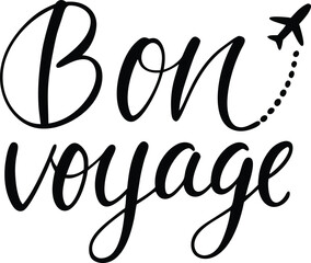 Obraz premium Elegant hand-lettered Bon Voyage travel typography