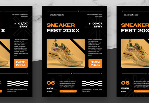 Orange And Black Sneaker Fest Flyer