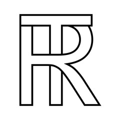 Logo sign tr rt icon, double letters logotype t r